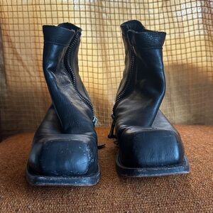 John Fluevog Black Leather Combat Boots